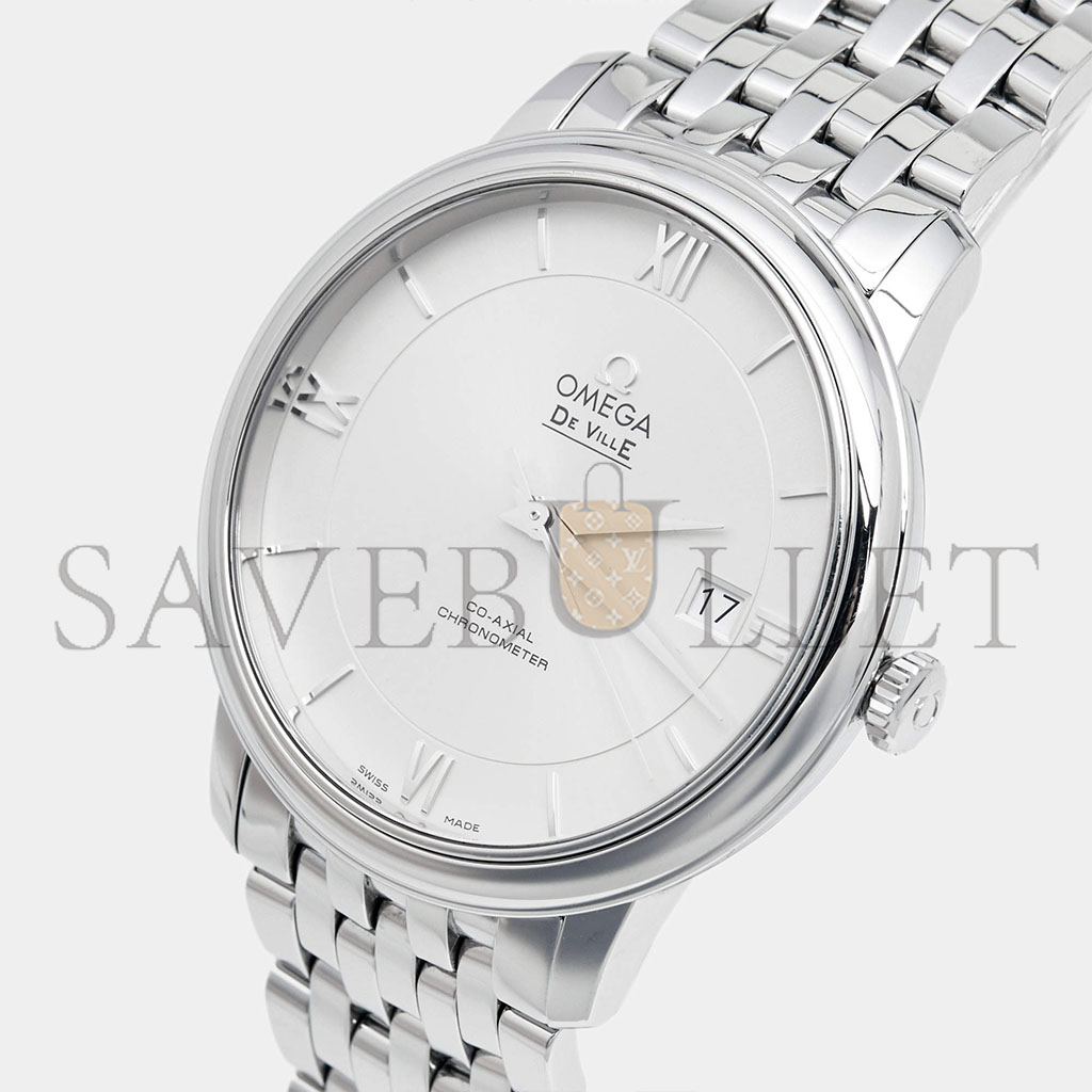 OMEGA SILVER STAINLESS STEEL DE VILLE PRESTIGE WATCH 424.10.40.20.02.003